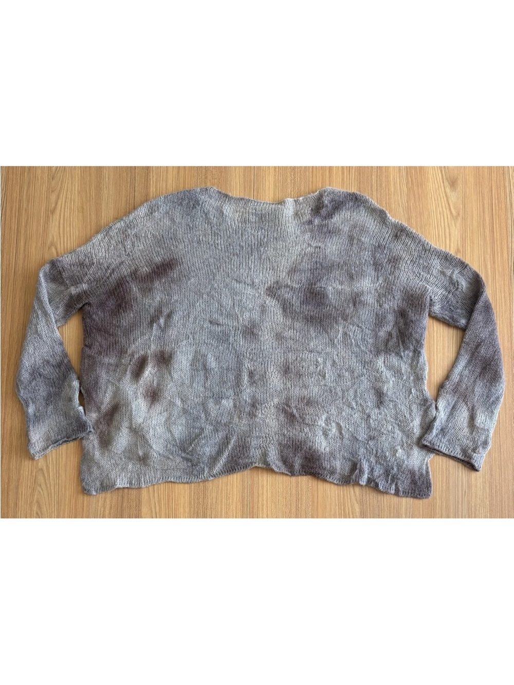 Wooden Ships Mohair Blend Skull Sweater Wmns S/M Gray Thrash Grunge 90s Y2K Boxy - Picture 2 of 8